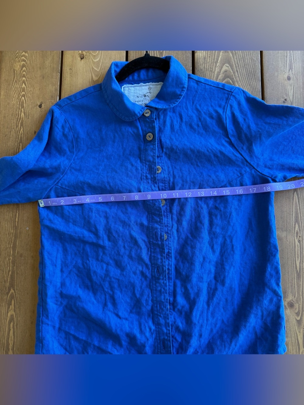 Not Perfect Linen 100% Linen Blue Button Front Shirt M Lithuania Slow Fashion - Picture 7 of 8